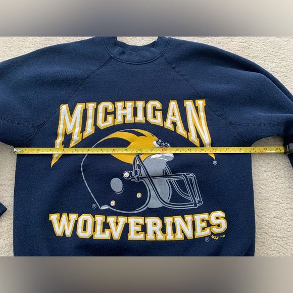 Vintage 80s Medium Michigan Wolverines Football Crewneck Sweatshirt USA Made - Picture 8 of 11